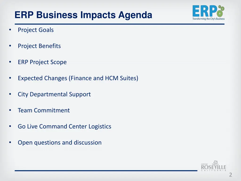 erp business impacts agenda