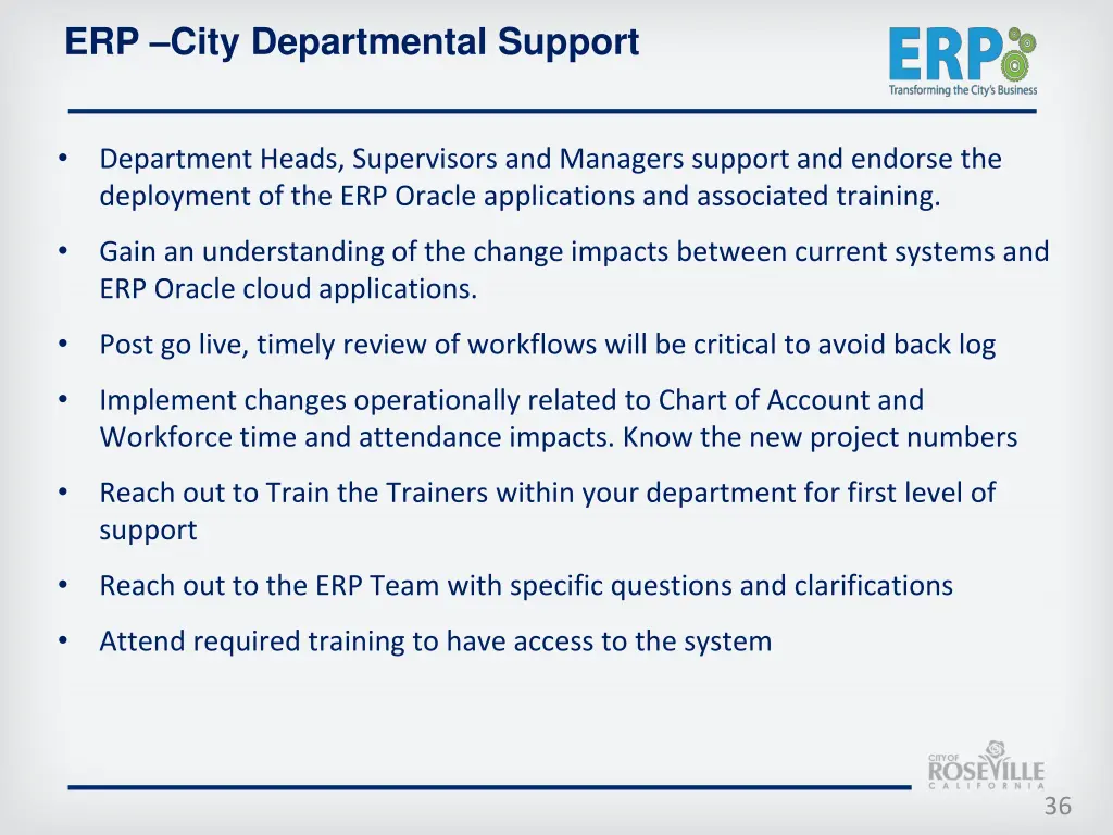 erp city departmental support