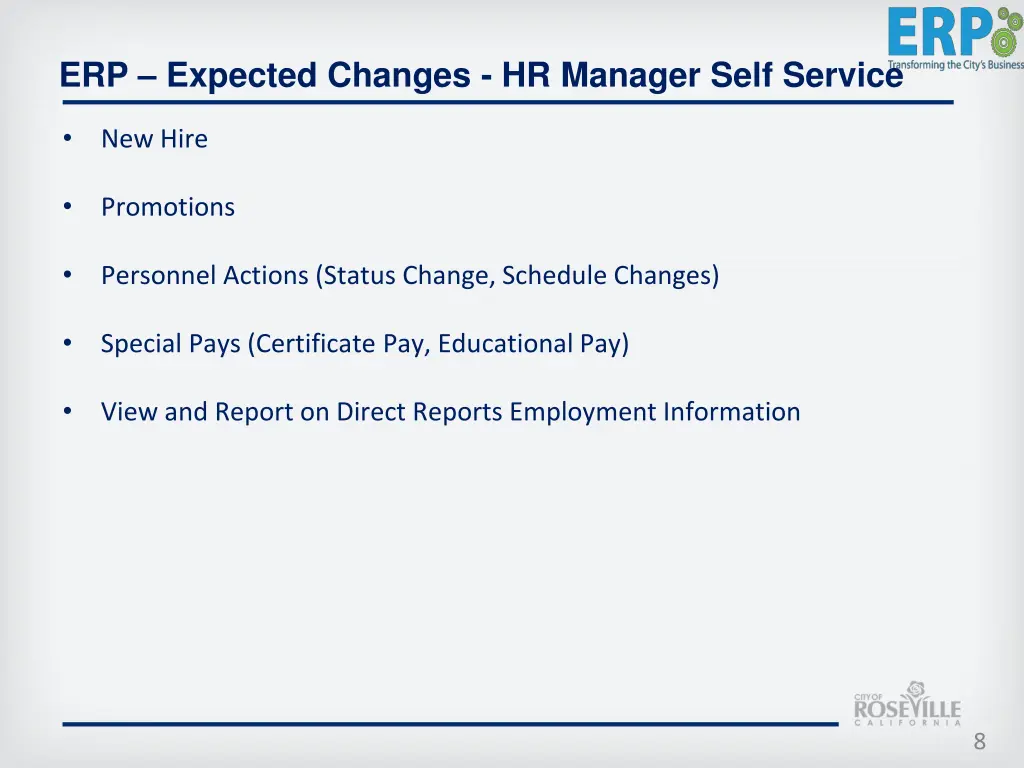 erp expected changes hr manager self service