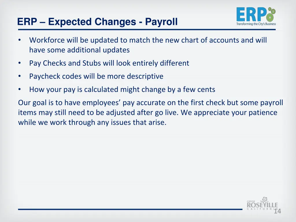 erp expected changes payroll