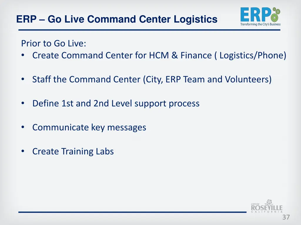 erp go live command center logistics