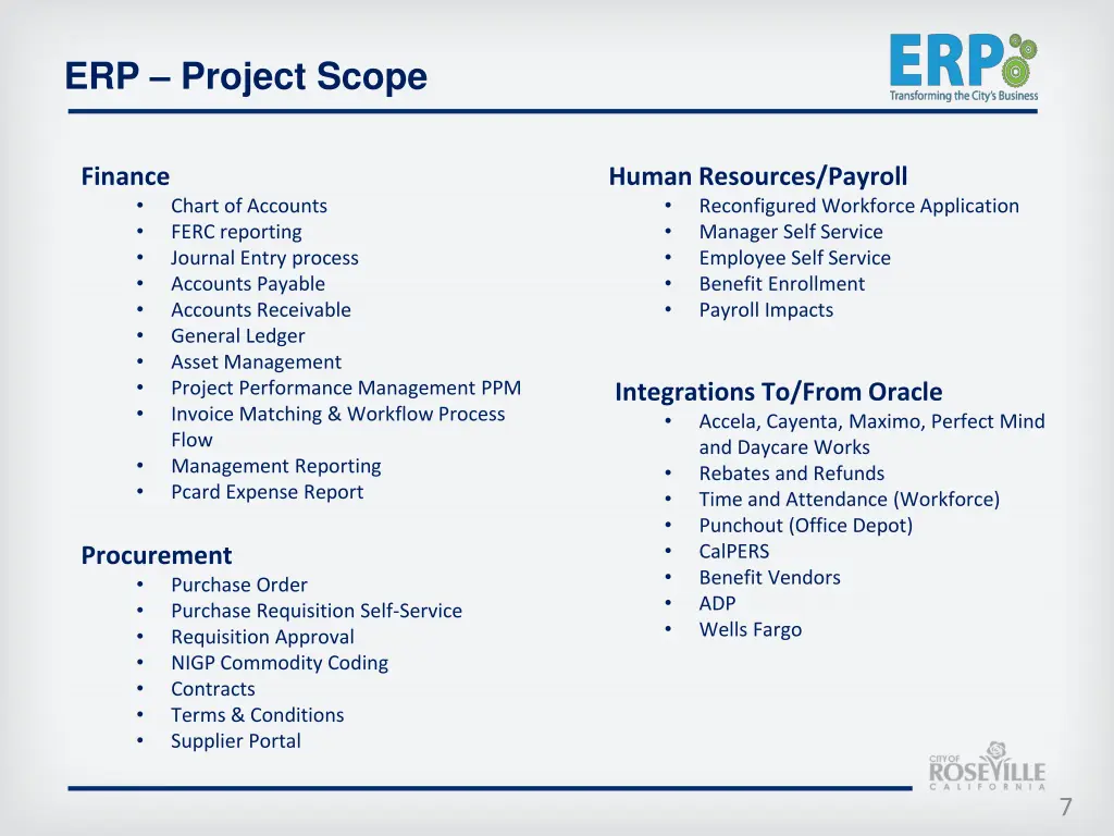 erp project scope