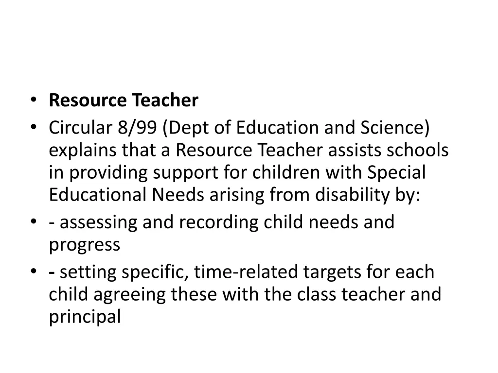 resource teacher circular 8 99 dept of education