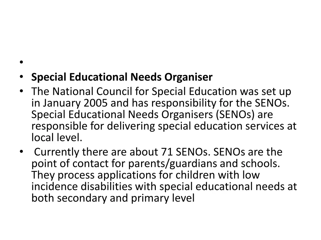 special educational needs organiser the national