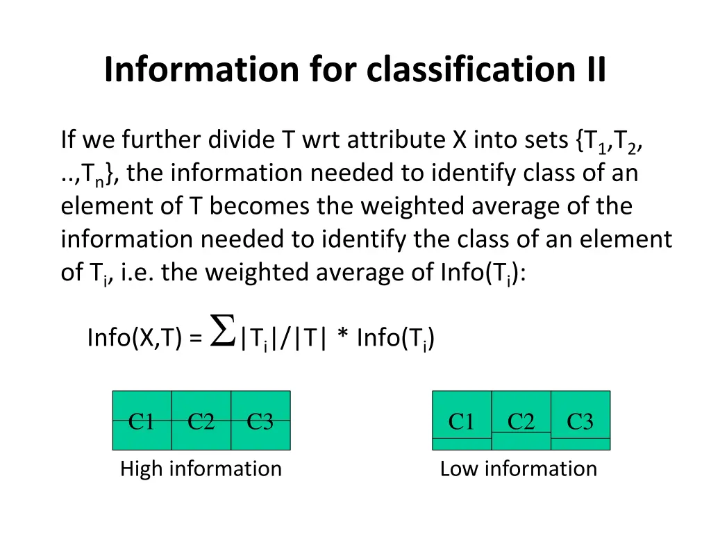 information for classification ii