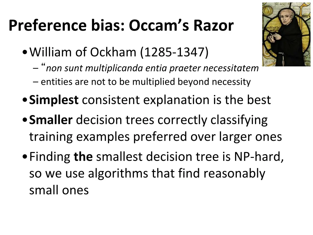 preference bias occam s razor