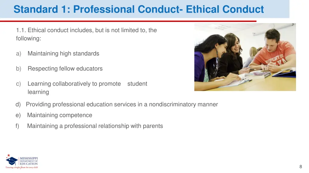 standard 1 professional conduct ethical conduct