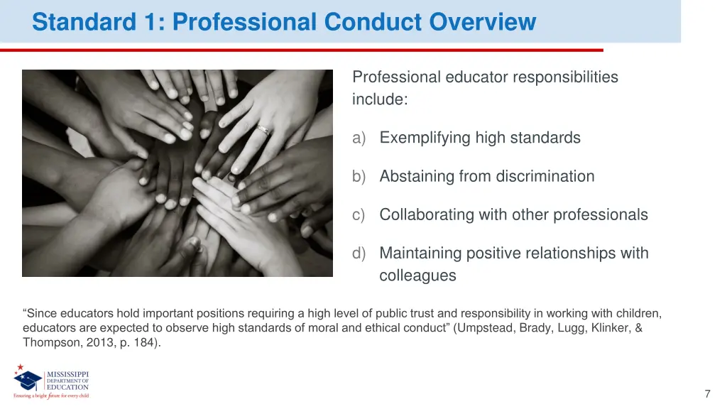 standard 1 professional conduct overview