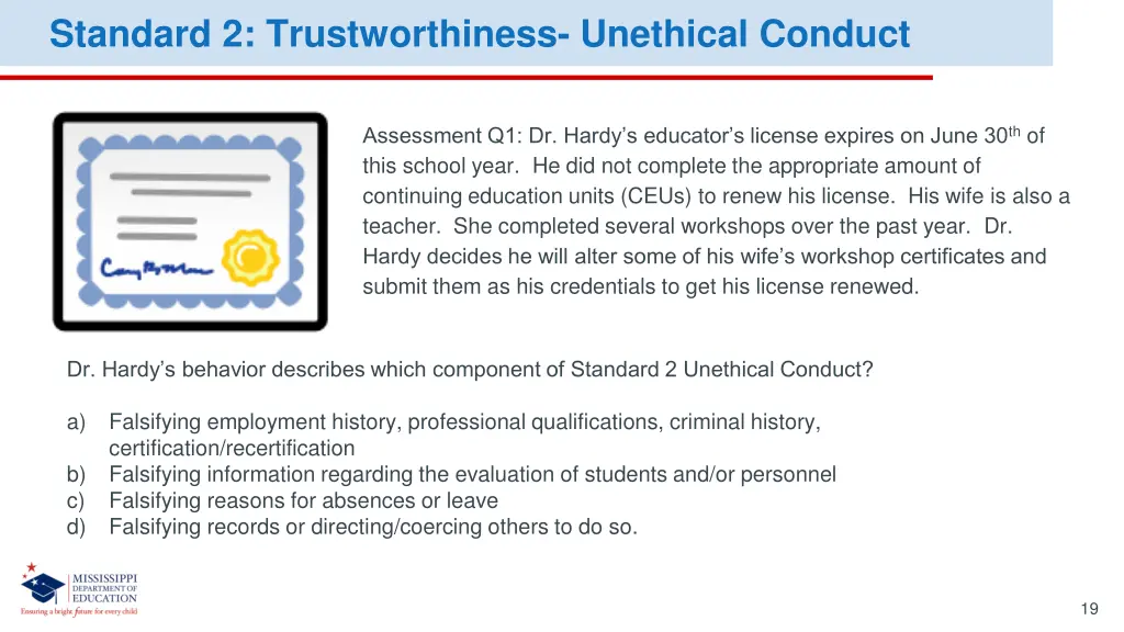 standard 2 trustworthiness unethical conduct 1