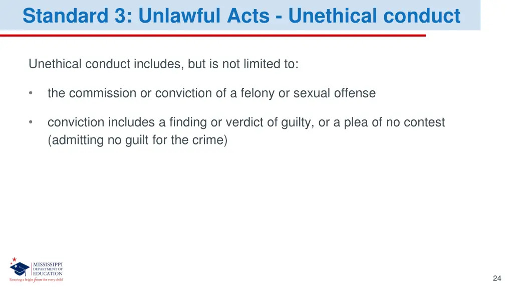 standard 3 unlawful acts unethical conduct