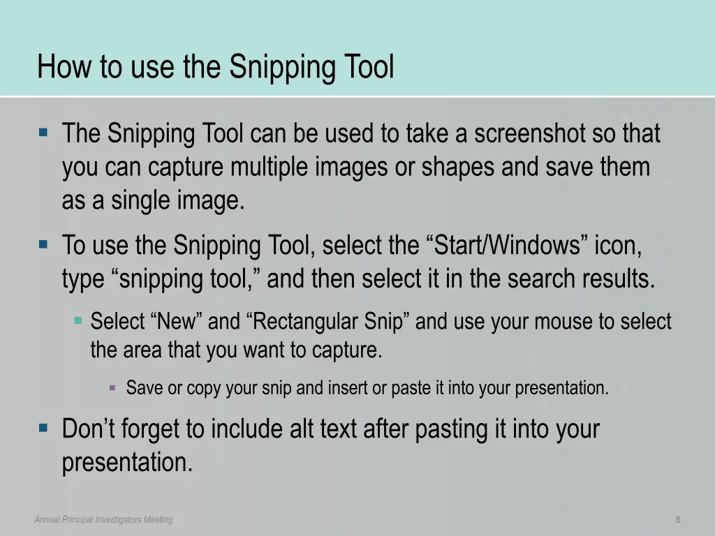 how to use the snipping tool