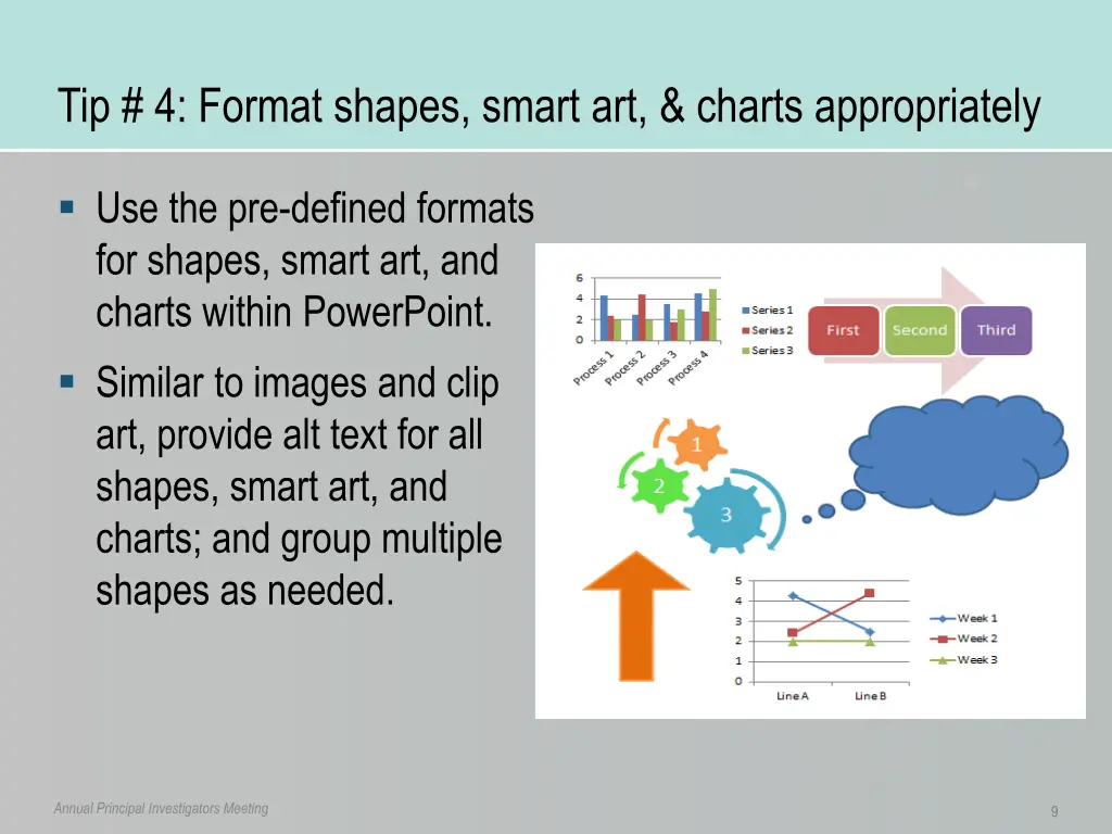 tip 4 format shapes smart art charts appropriately