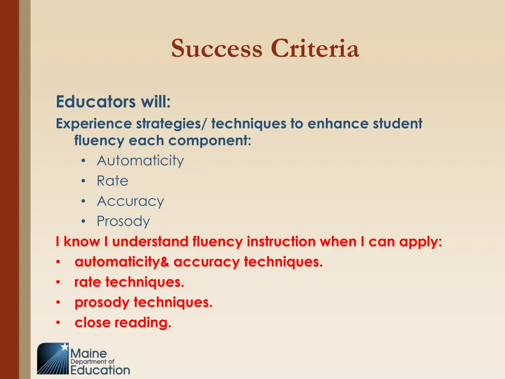 success criteria