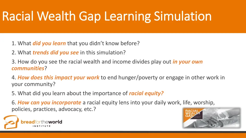 racial wealth gap learning simulation racial