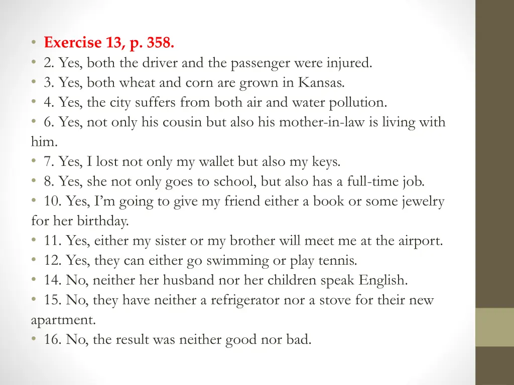 exercise 13 p 358 2 yes both the driver