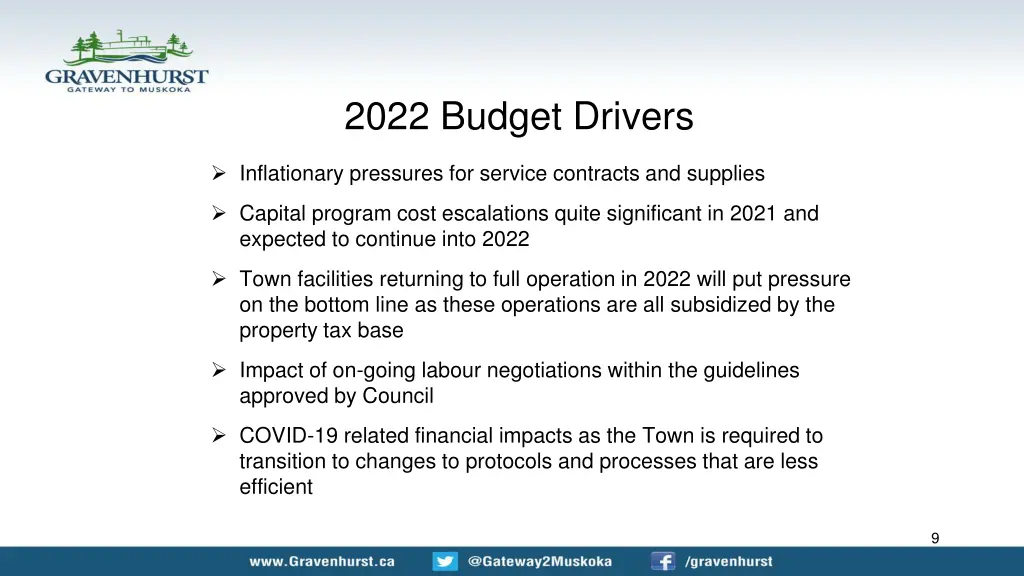 2022 budget drivers capital program cost