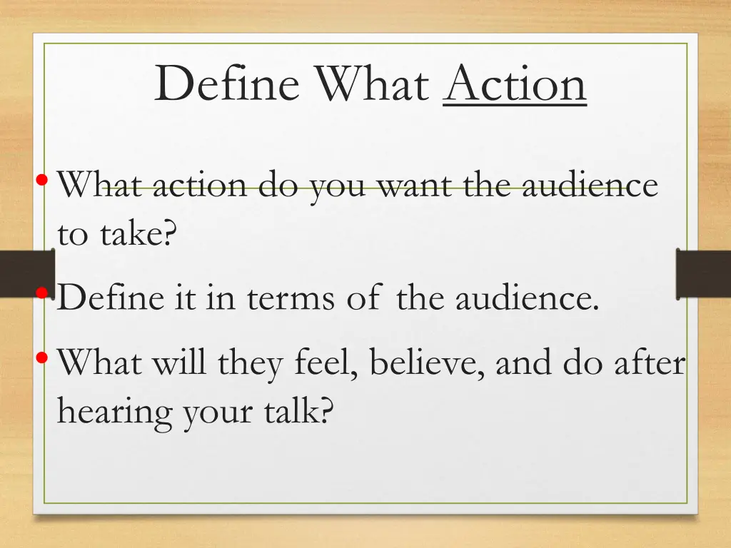 define what action