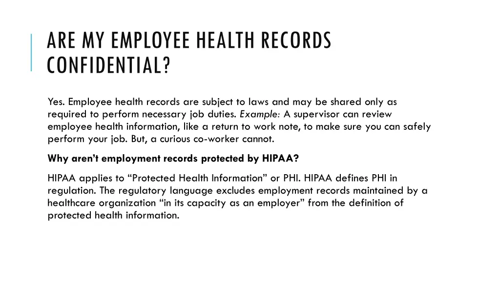 are my employee health records confidential