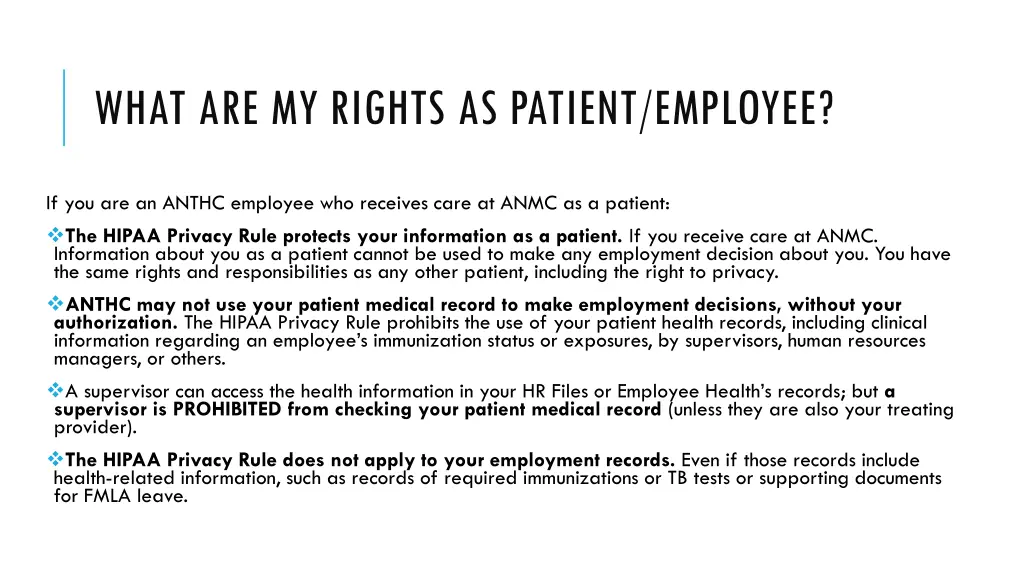 what are my rights as patient employee