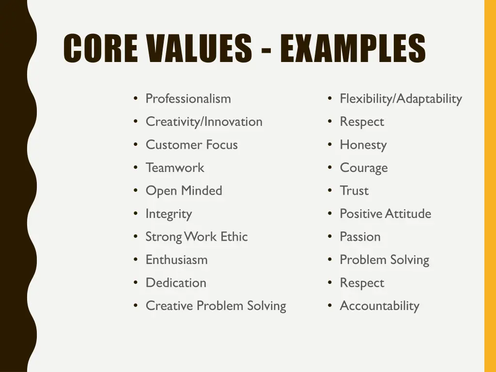 core values examples