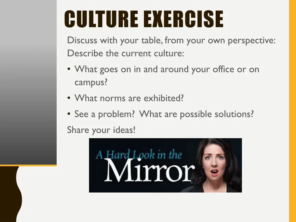 culture exercise discuss with your table from