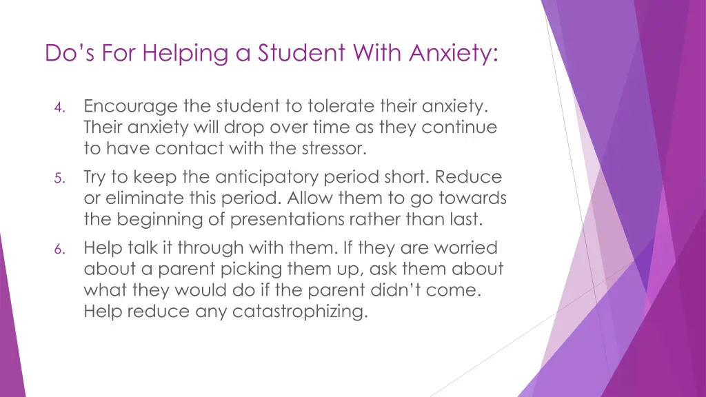 do s for helping a student with anxiety 1