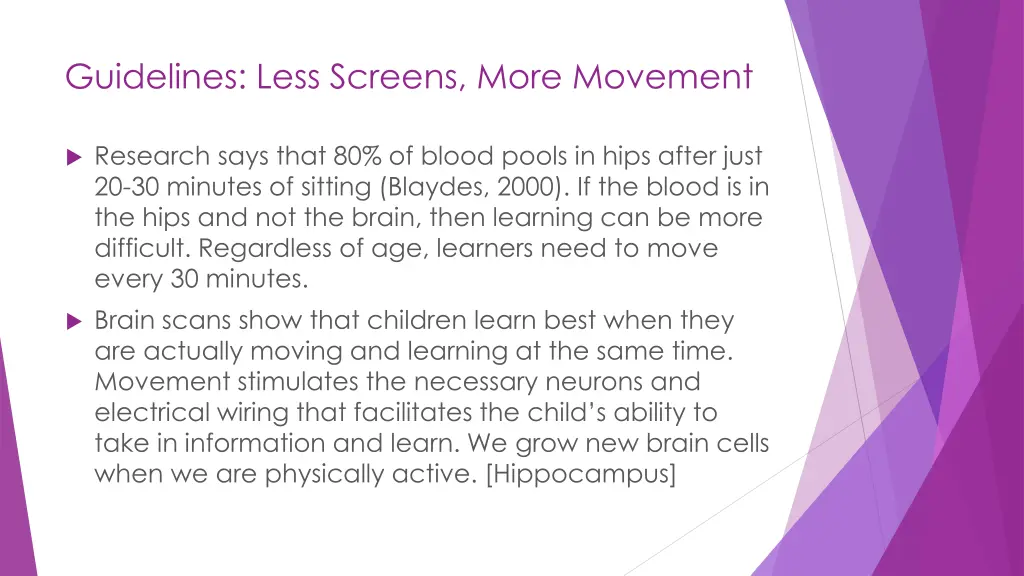 guidelines less screens more movement