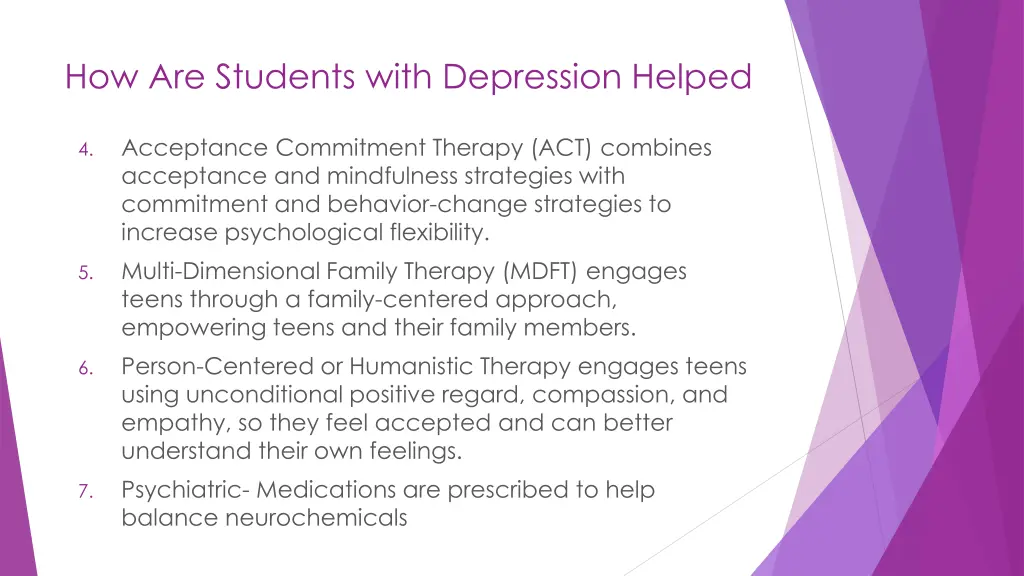 how are students with depression helped 1