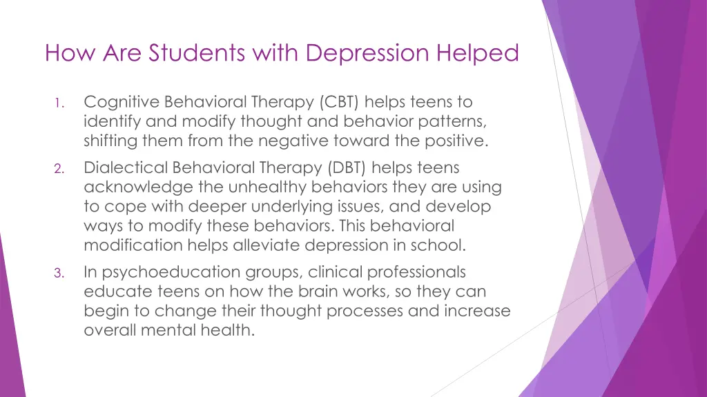 how are students with depression helped