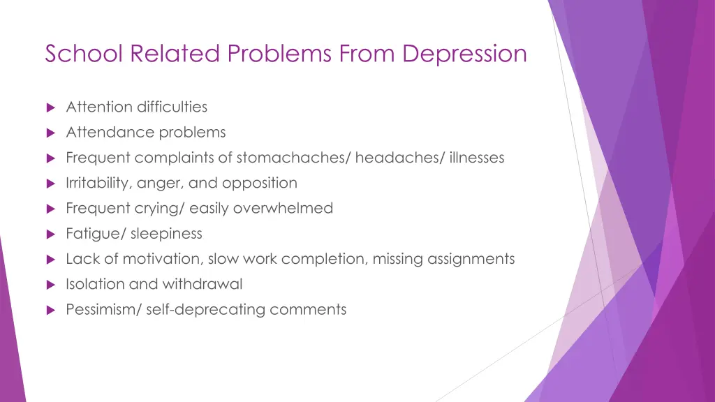 school related problems from depression