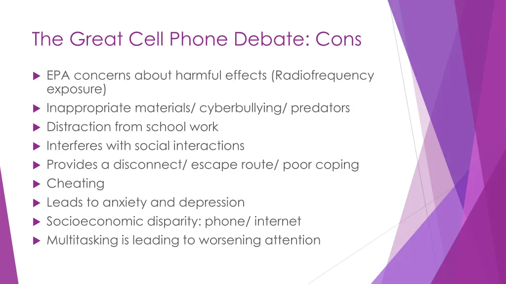 the great cell phone debate cons