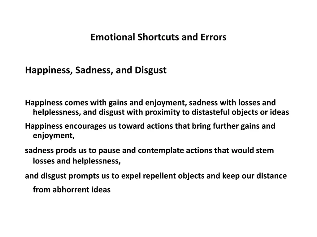 emotional shortcuts and errors 11