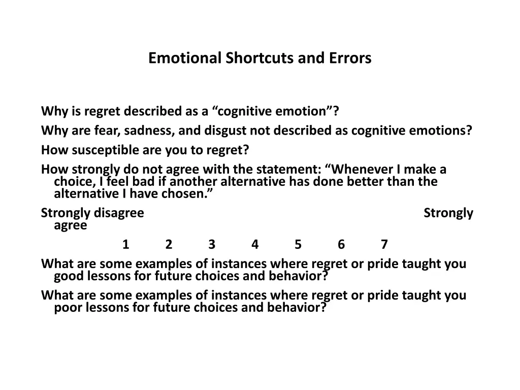 emotional shortcuts and errors 15