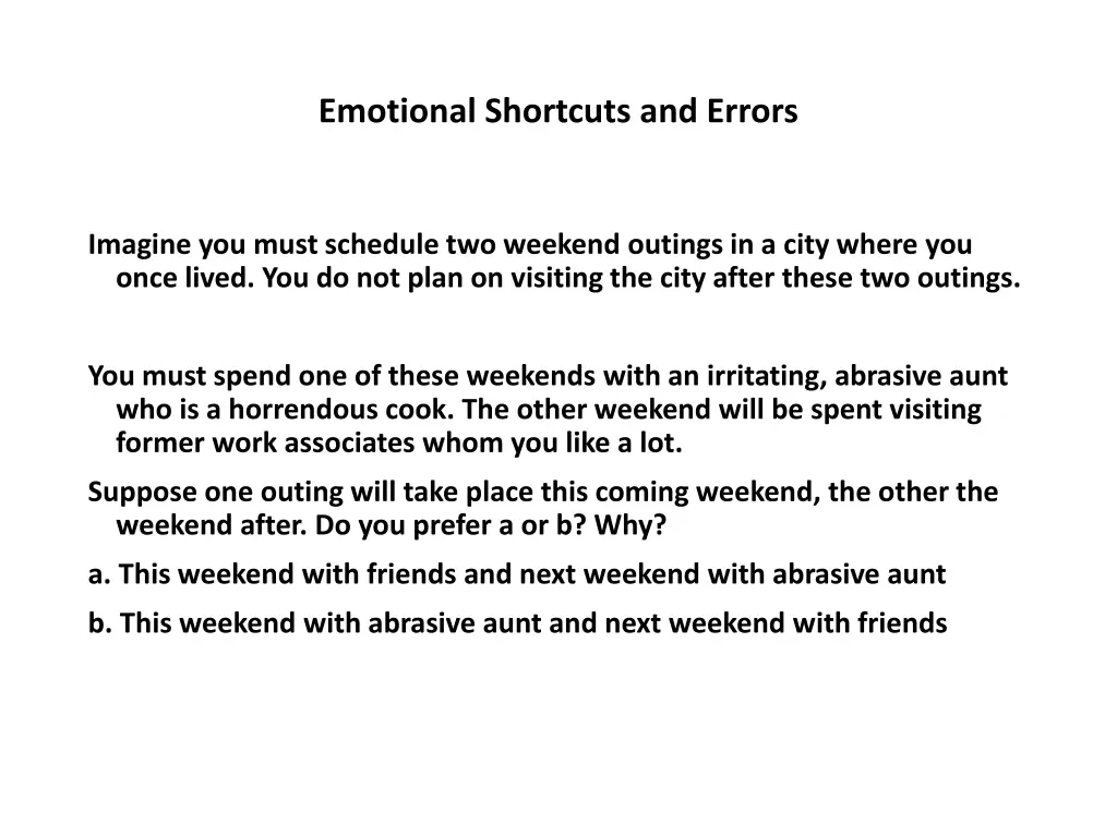 emotional shortcuts and errors 17