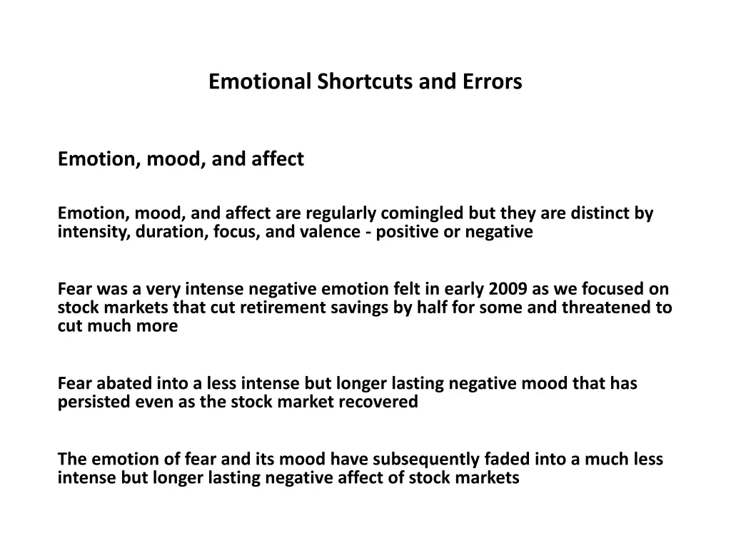 emotional shortcuts and errors 5