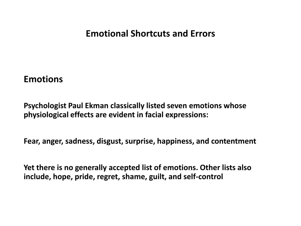 emotional shortcuts and errors 6