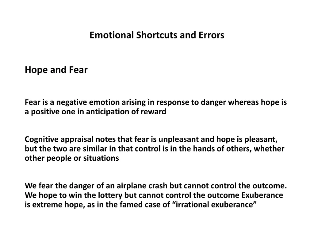 emotional shortcuts and errors 8