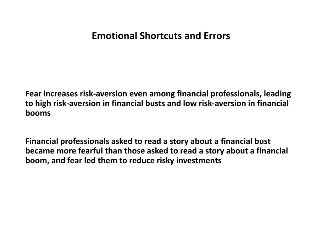 emotional shortcuts and errors 9