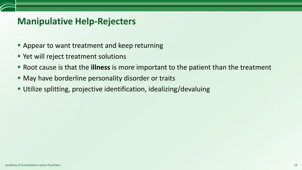 manipulative help rejecters