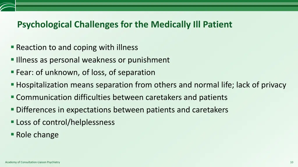 psychological challenges for the medically