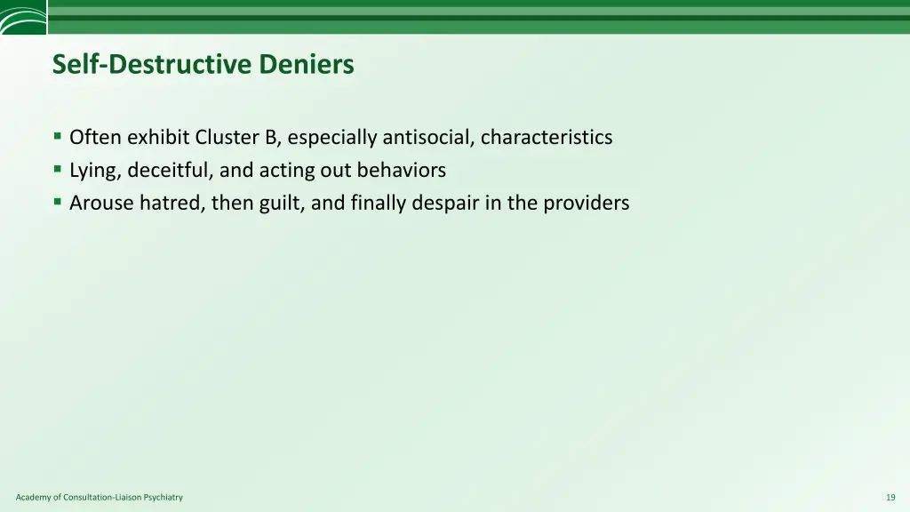 self destructive deniers