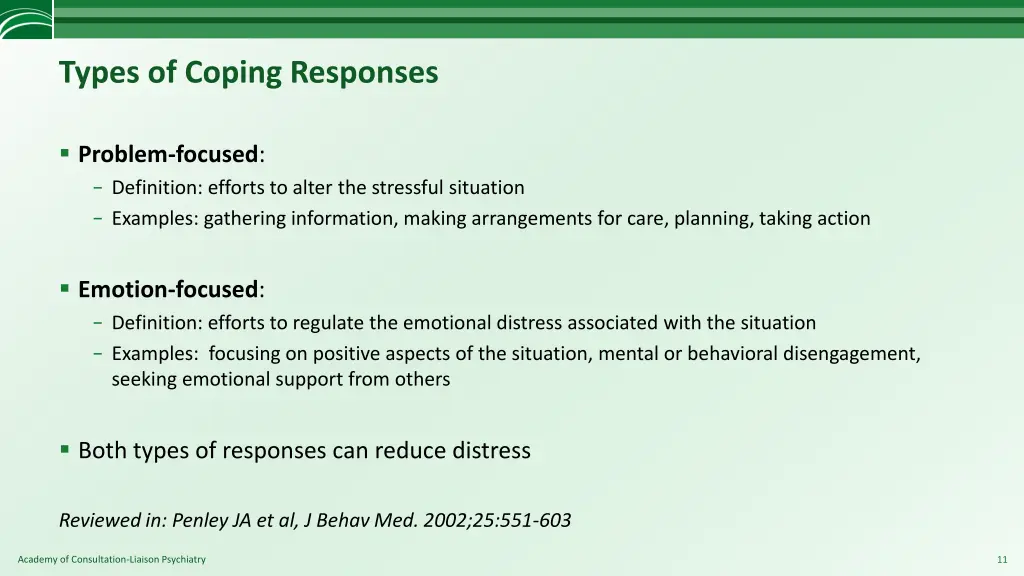 types of coping responses