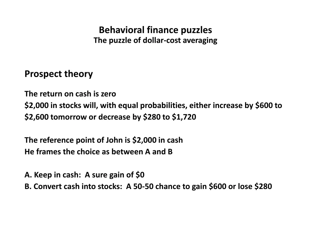 behavioral finance puzzles the puzzle of dollar 6