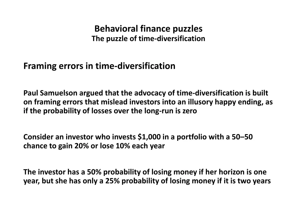 behavioral finance puzzles the puzzle of time 2