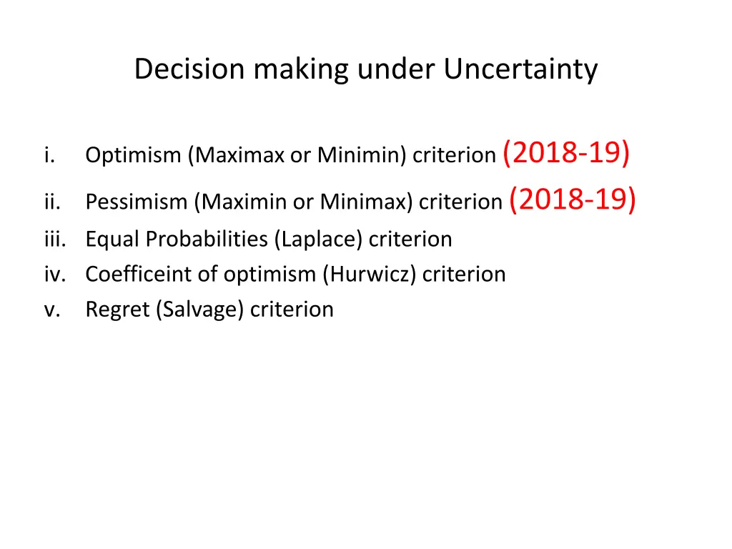 decision making under uncertainty 1