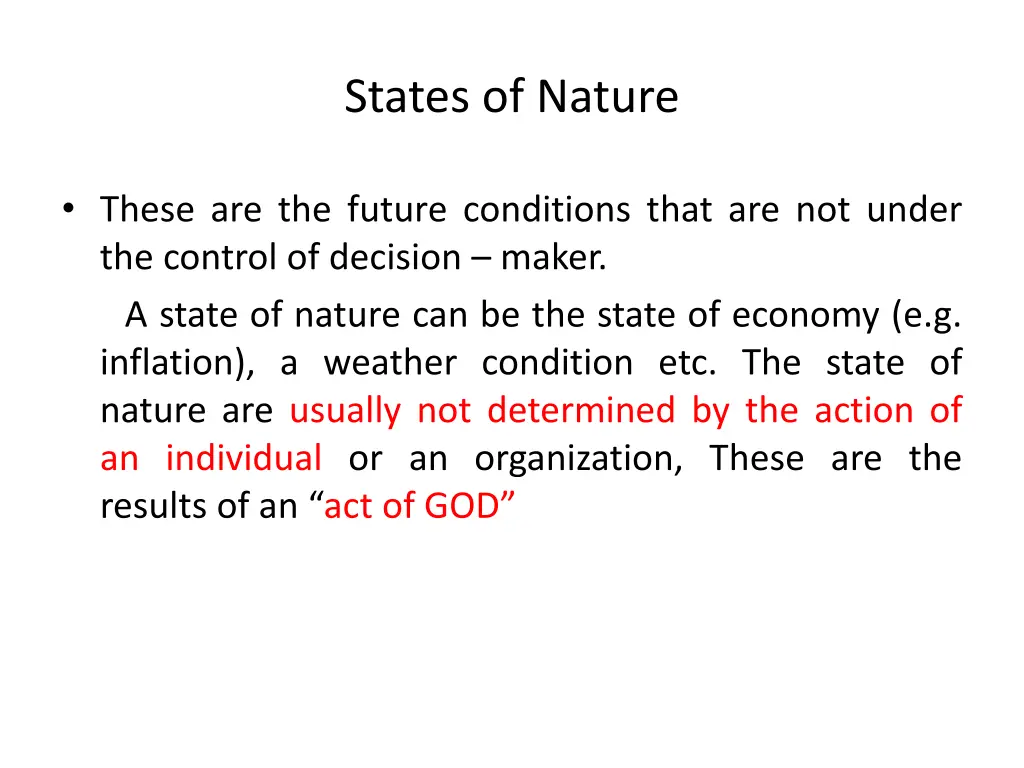 states of nature