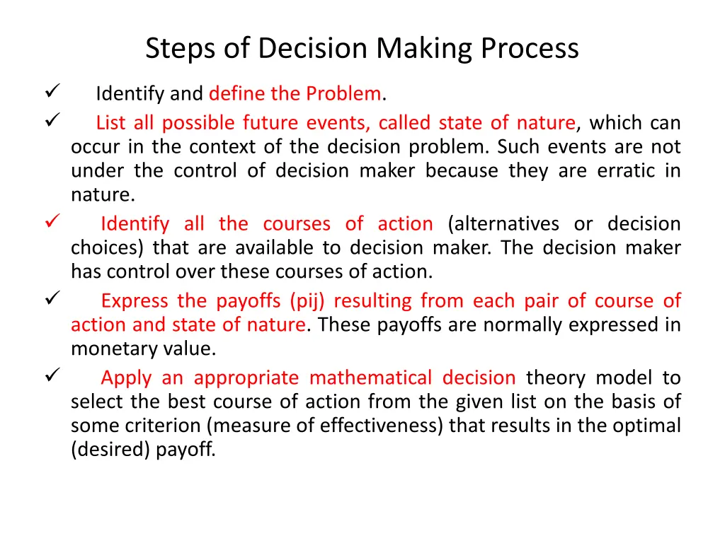 steps of decision making process