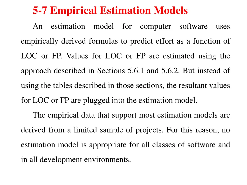 5 7 empirical estimation models