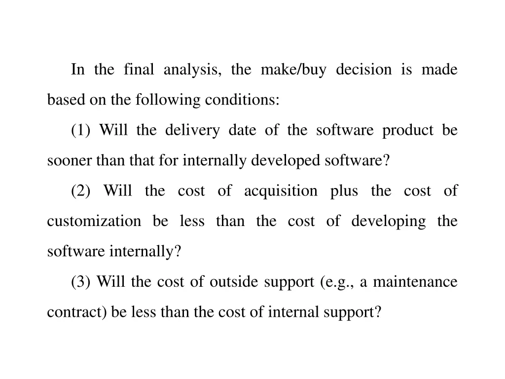 in the final analysis the make buy decision