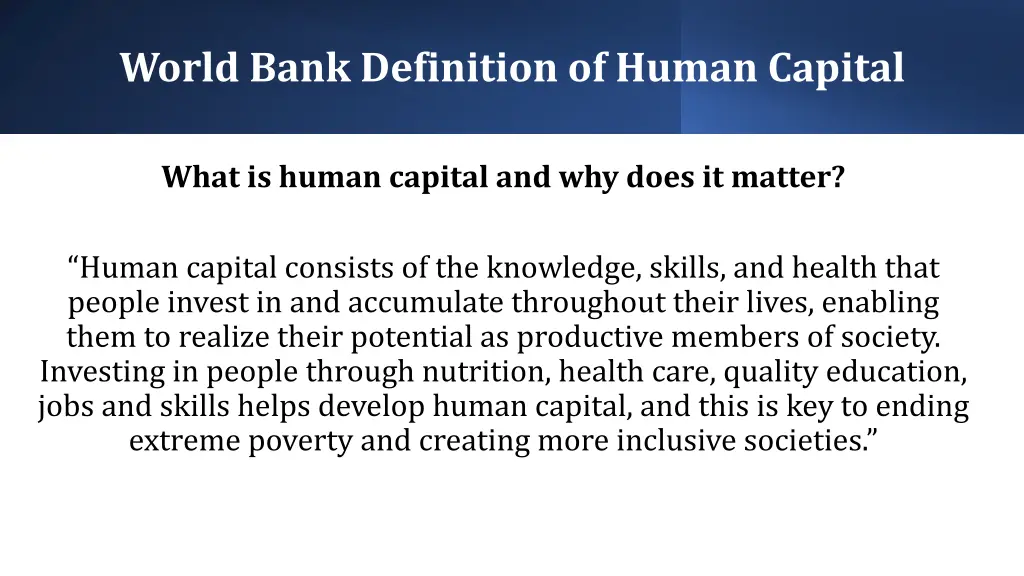 world bank definition of human capital